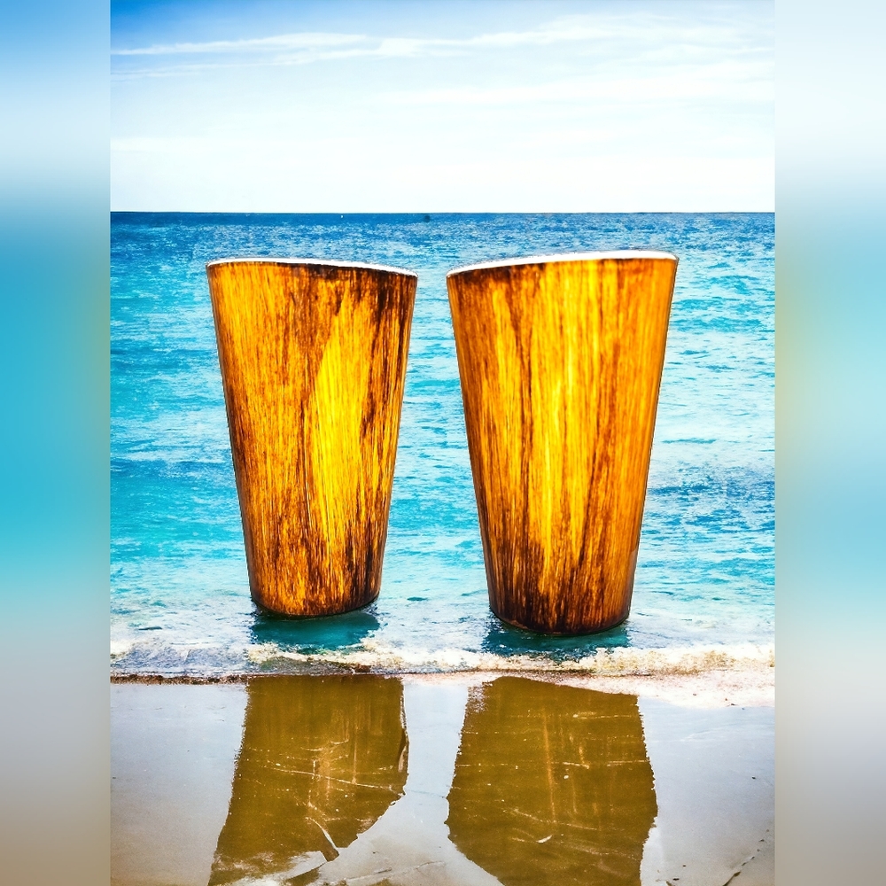 (2) Wood Inspired/20oz Drinking Glasses